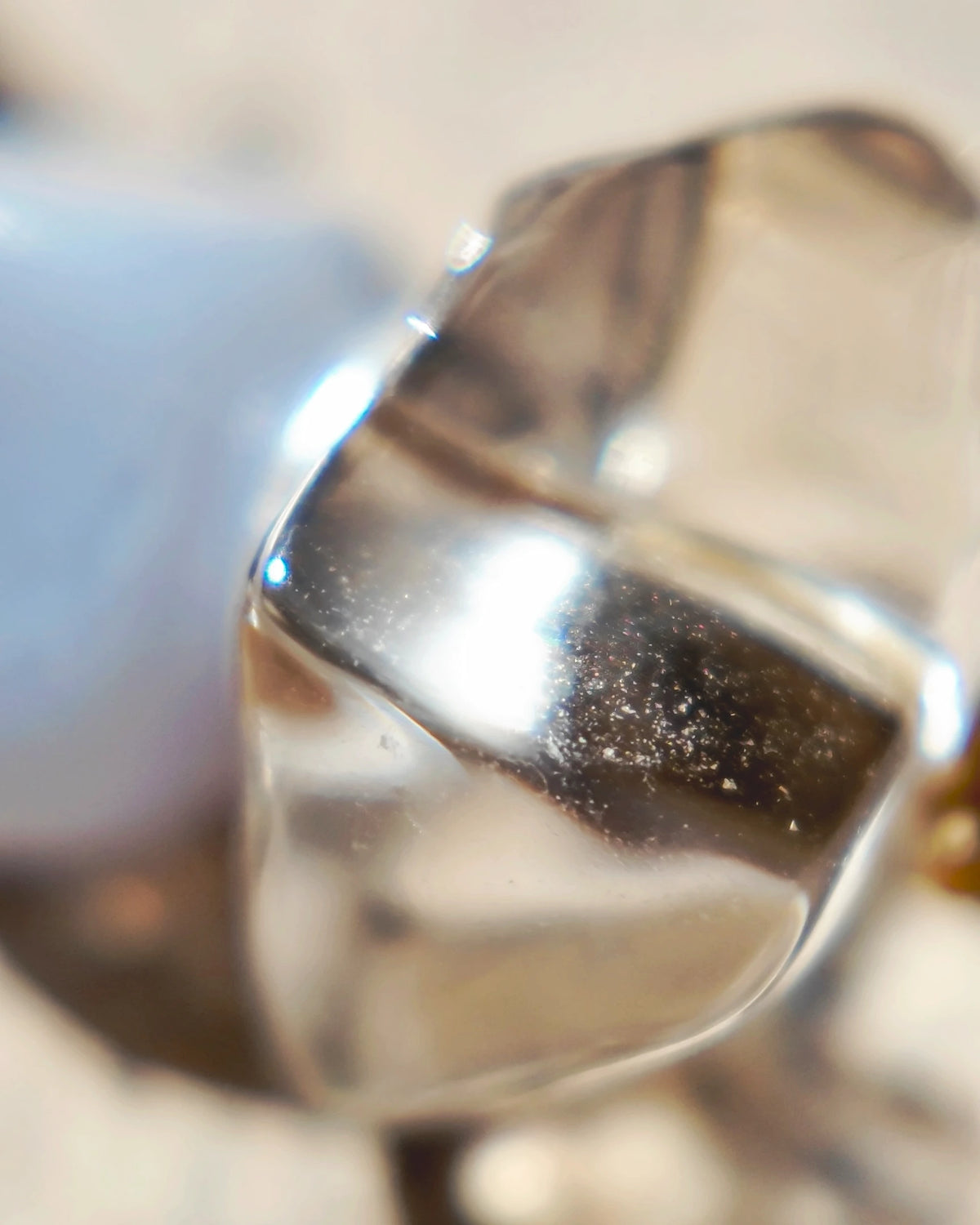 The Bluewatch #56: Irregular clear quartz bottom bead with visible waxed thread
