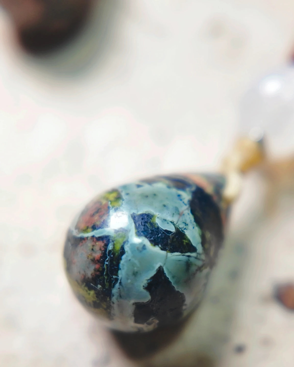 The Marissa #60: Pale green and dark pattern on the second jasper drop