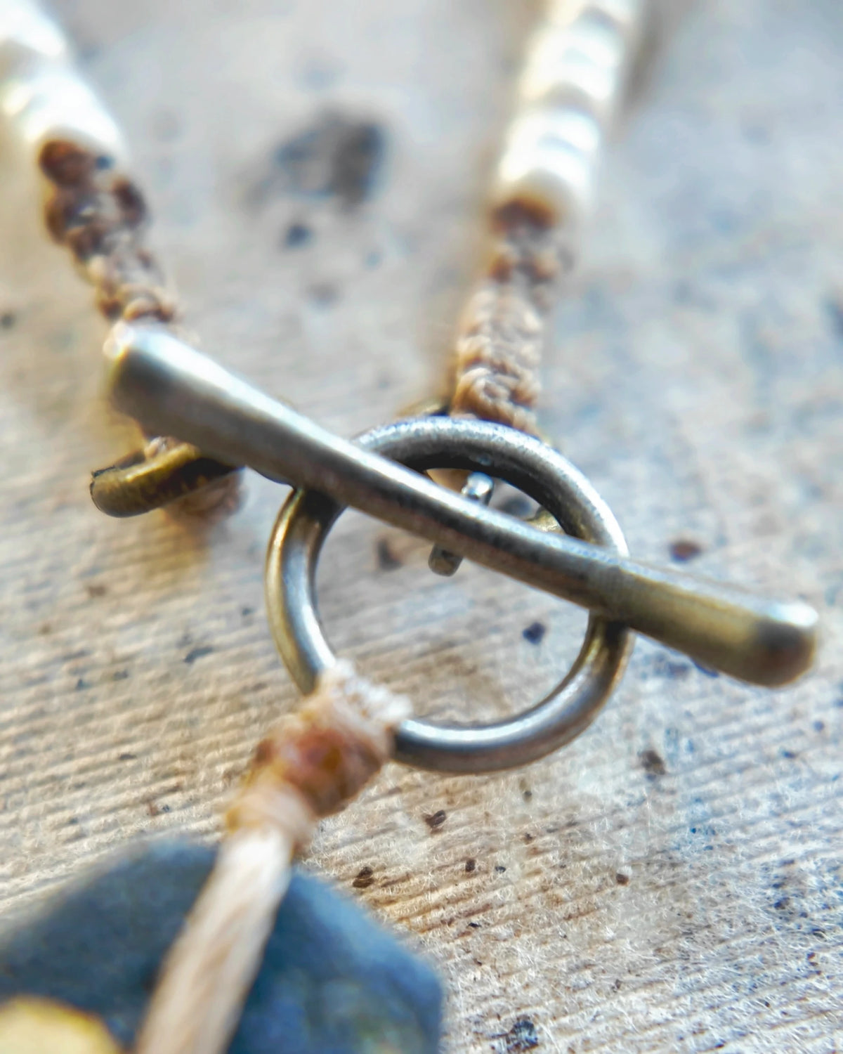 The Tidepool #50: Silver OT toggle clasp, waxed cord and pendant attachment
