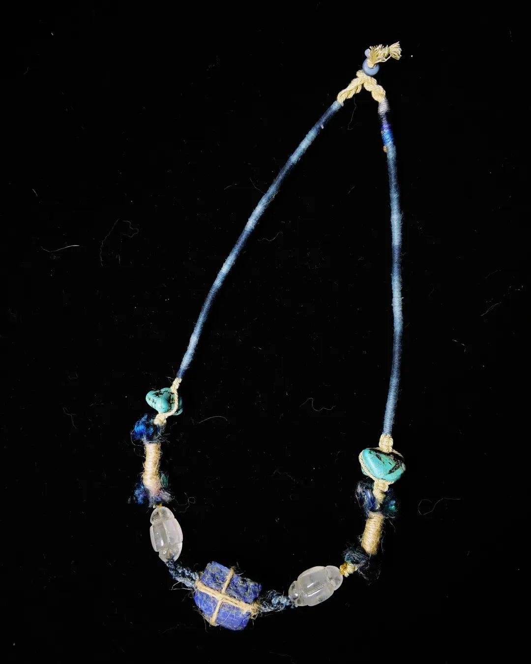The Conduit #22, a hand-knotted Lapis Lazuli necklace donated to Lancaster Farm Sanctuary’s 2026 Fields of Love auction.