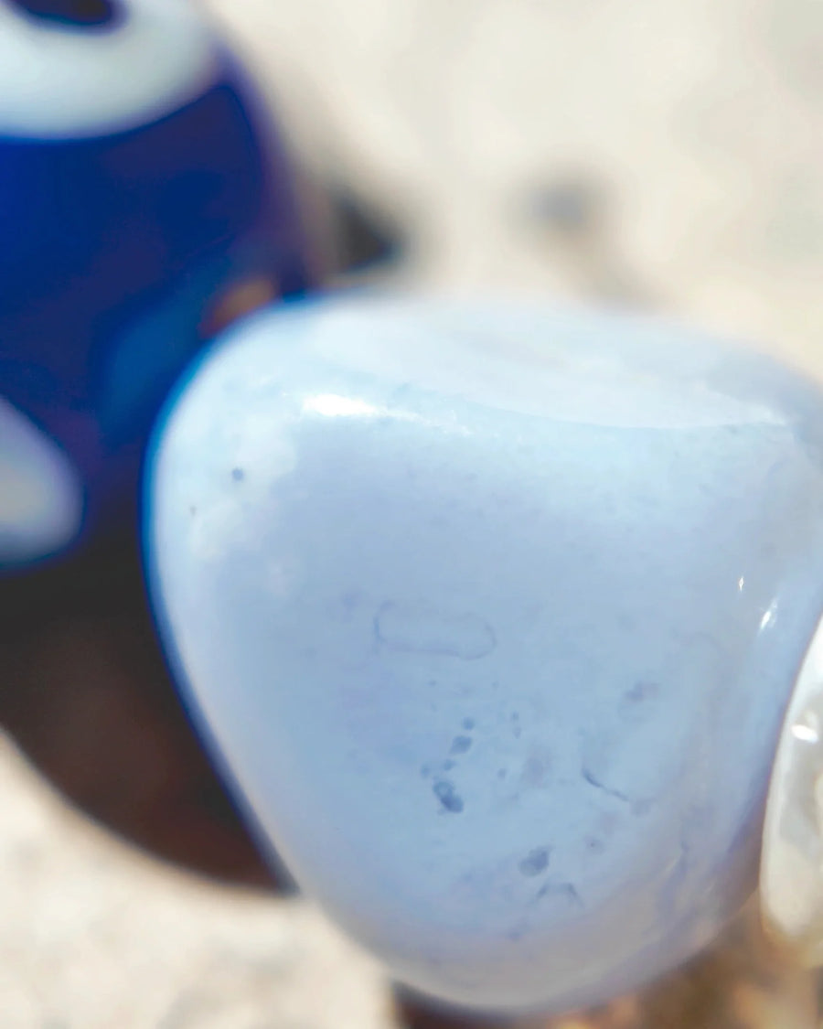 Pale Blue Lace Agate bead on The Bluewatch #56 earrings