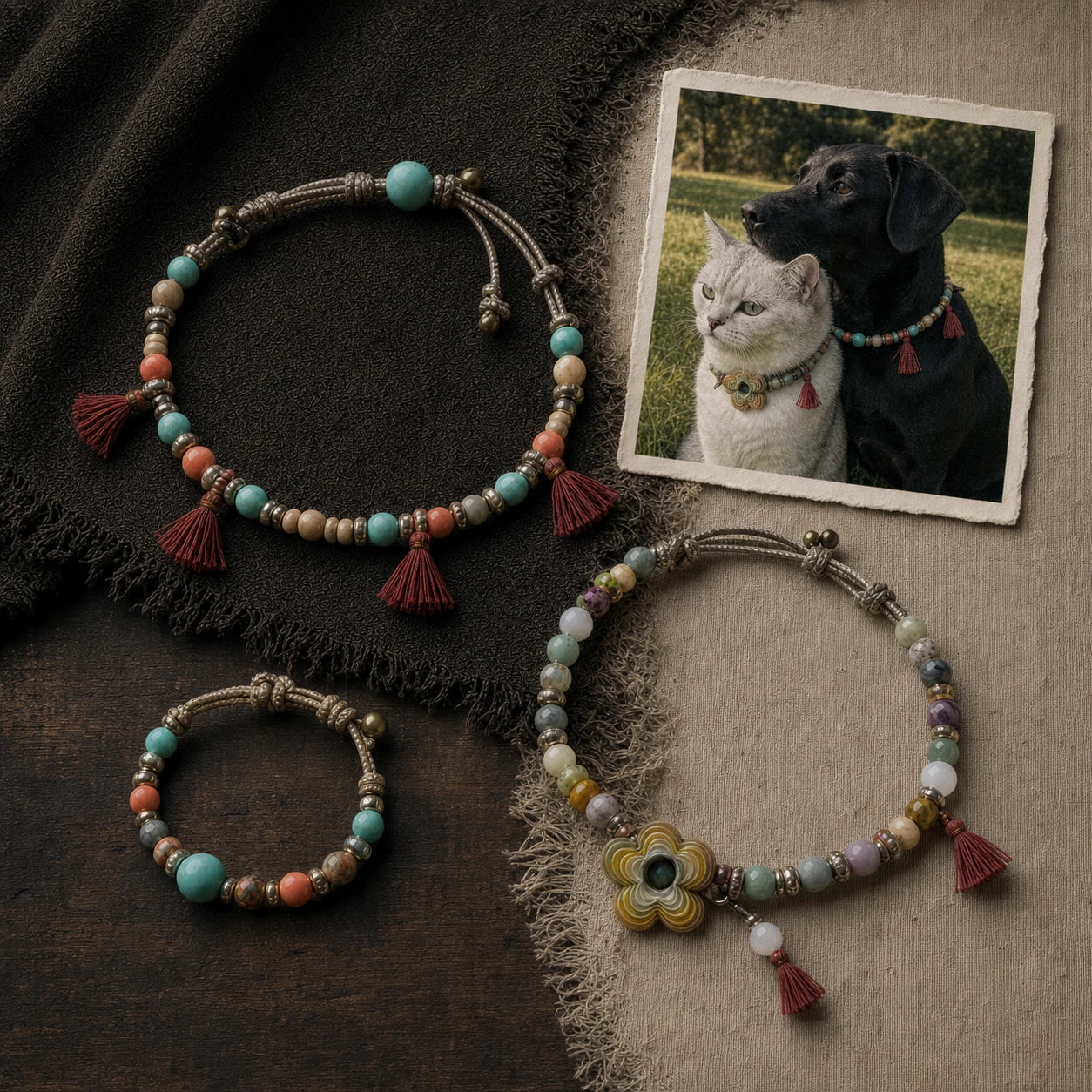For Fur & Paw matching pet collar collection by à la luck