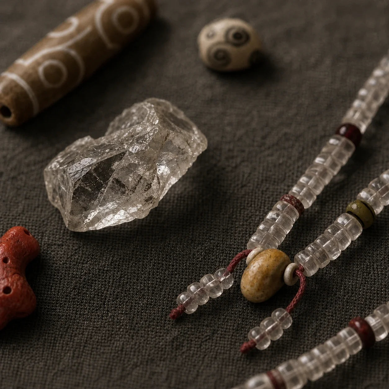 Himalayan Relics and Quartz collection by à la luck — hand-knotted old quartz and heritage bead talismans