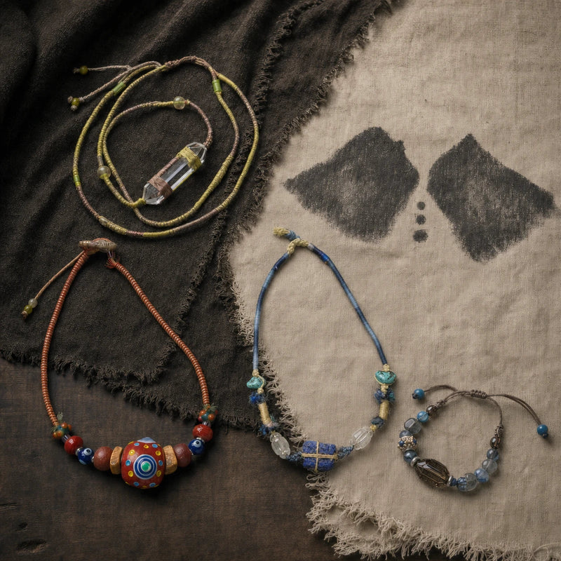 Himalayan Relics and Quartz collection by à la luck — hand-knotted old quartz and heritage bead talismans
