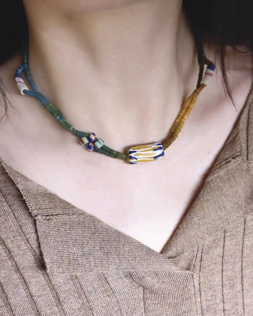 The Nomad #05 | African Trade Bead Wrap Bracelet & Choker