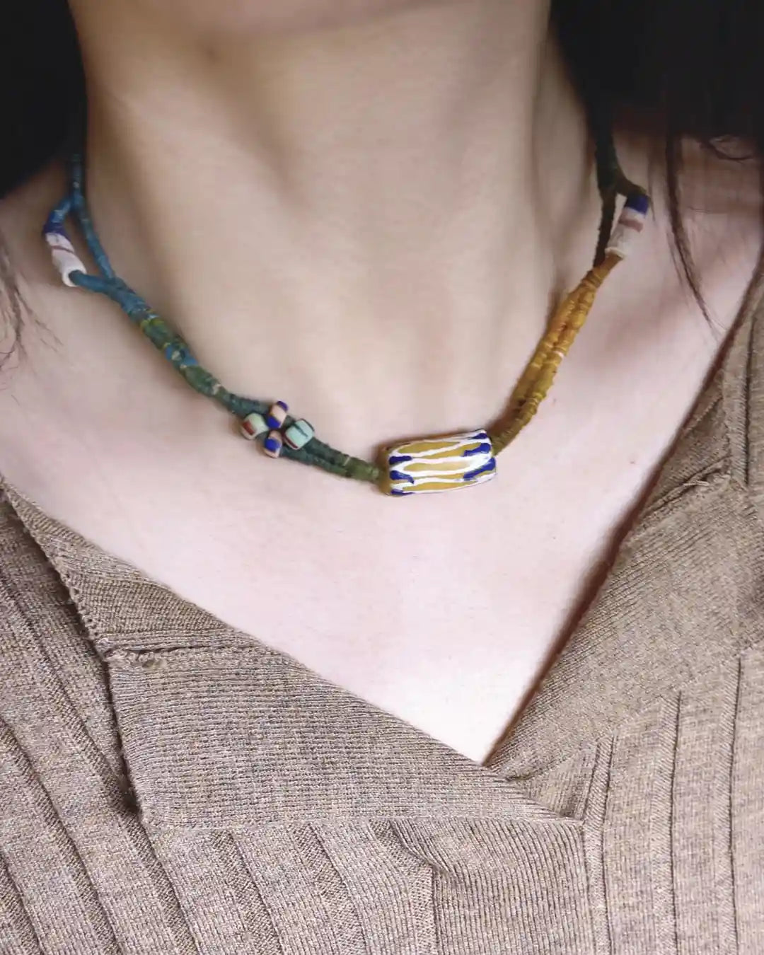 The Nomad #05 | African Trade Bead Wrap Bracelet & Choker