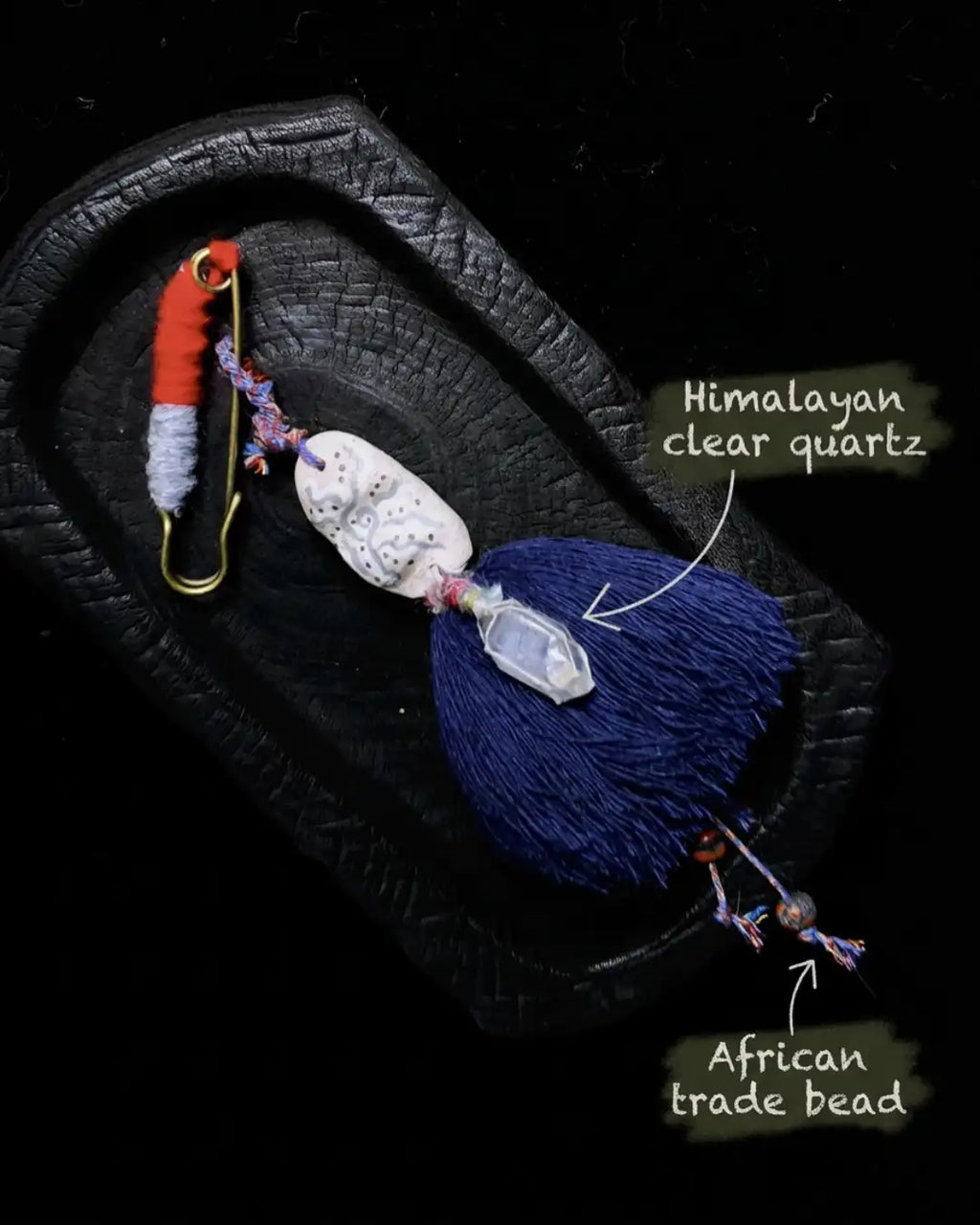 The Oracle #06 | Hand-Painted Clay & Quartz Bag Talisman