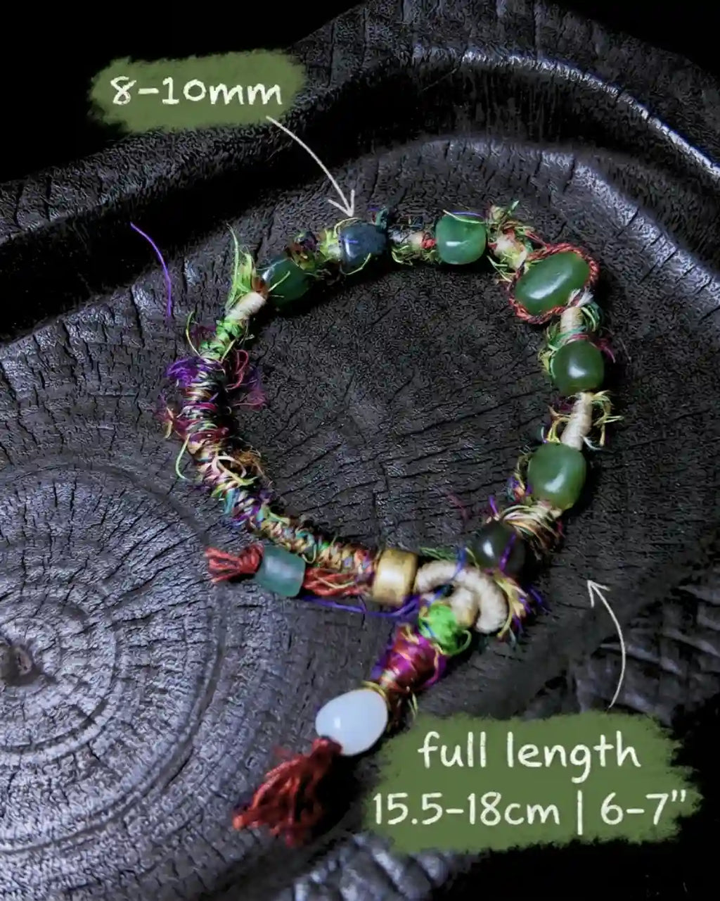 The Gaia #14 | Hetian Green Jade & Silk Energy Bracelet