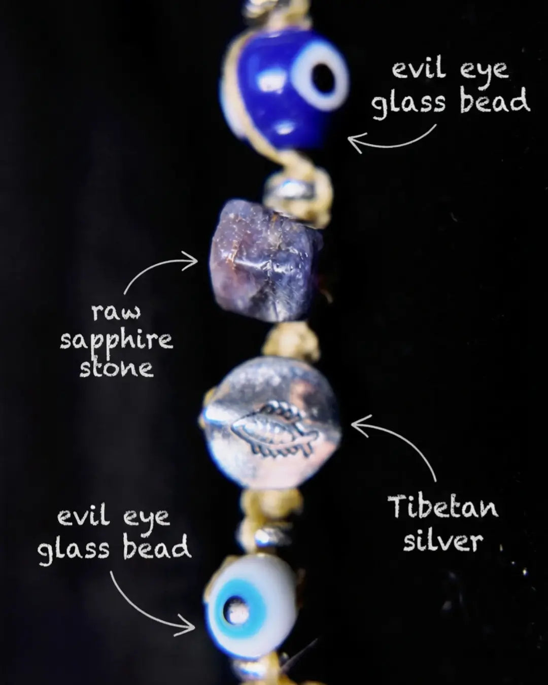 The Seer #19 | Evil Eye & Raw Sapphire Protection Necklace