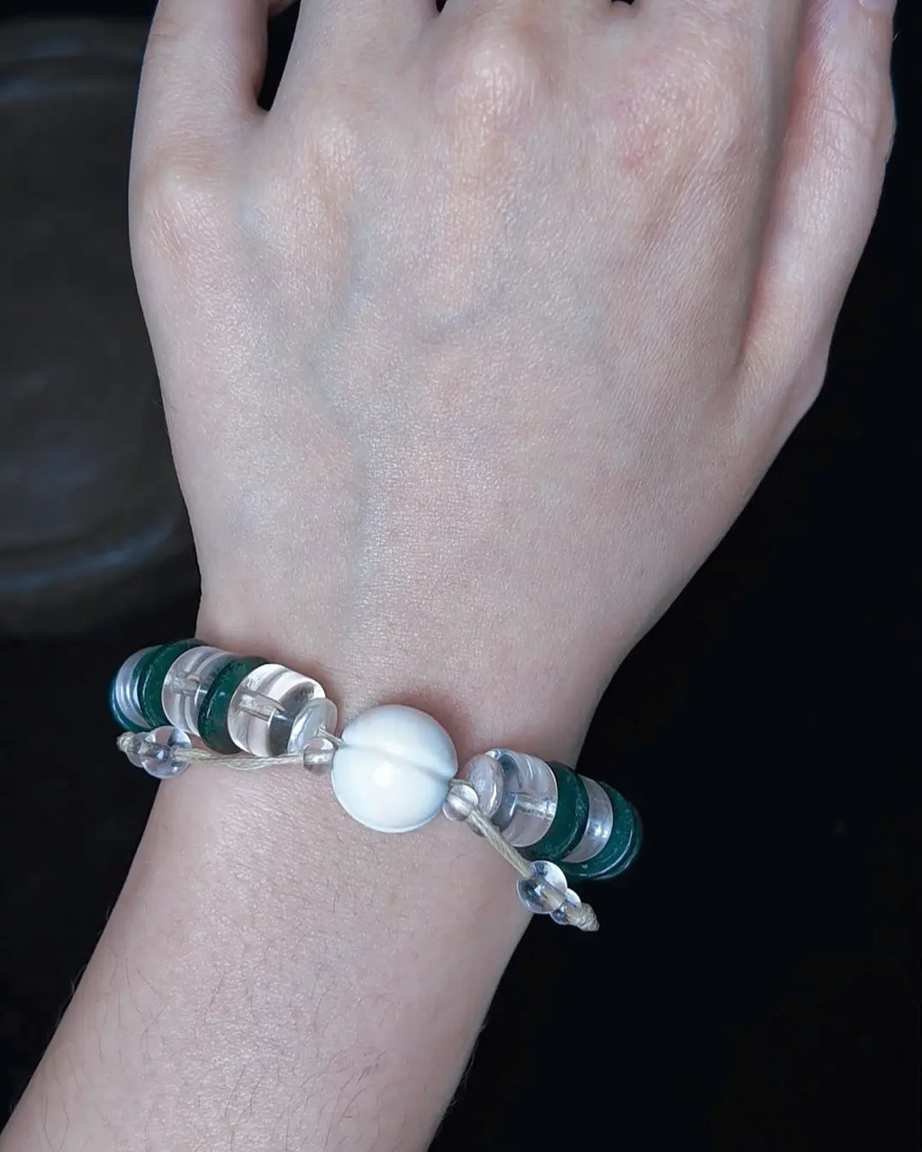 The Vow #26 bracelet, detail view 9 — showing bead-knot construction and accent stones
