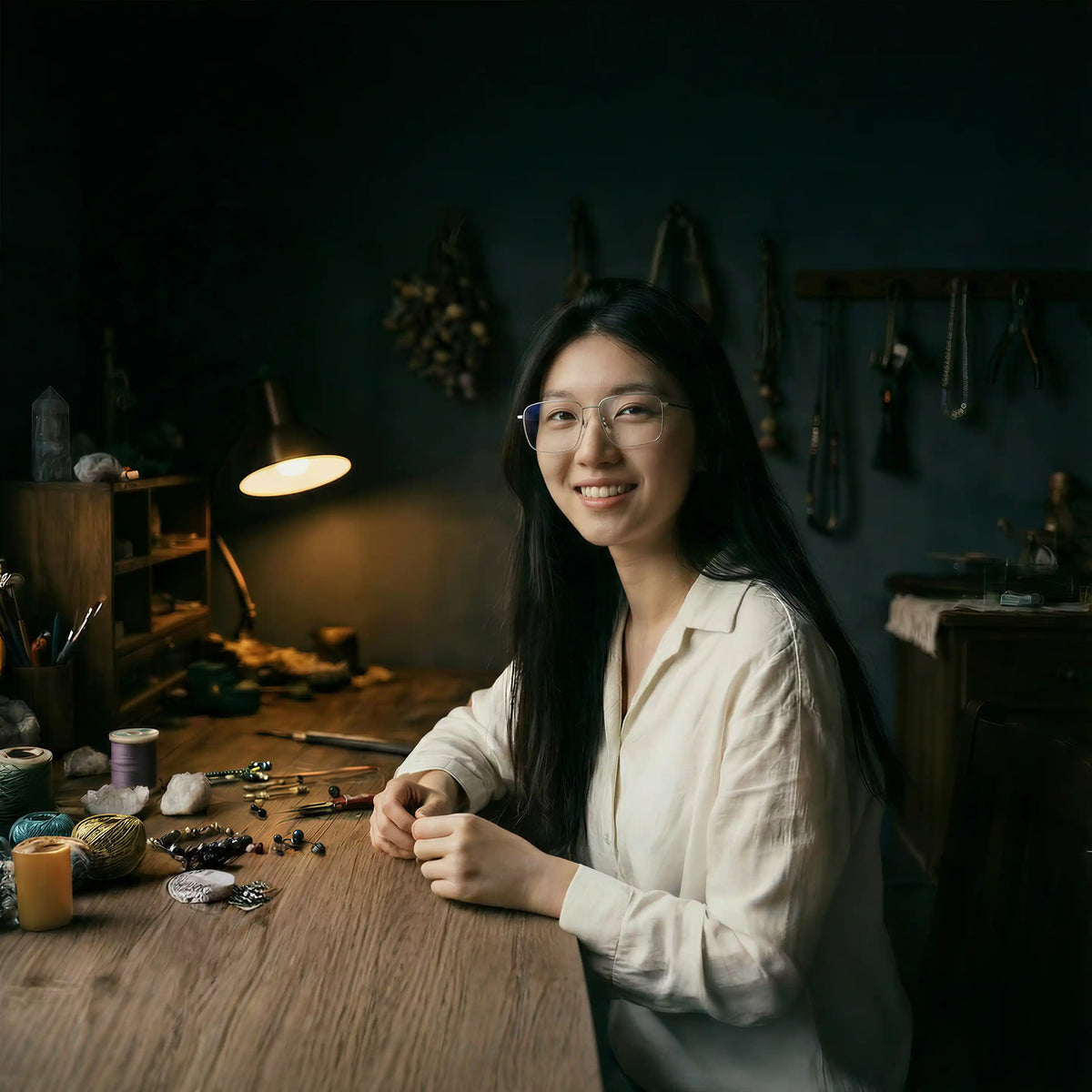 Yifeng Tao working at the à la luck studio table
