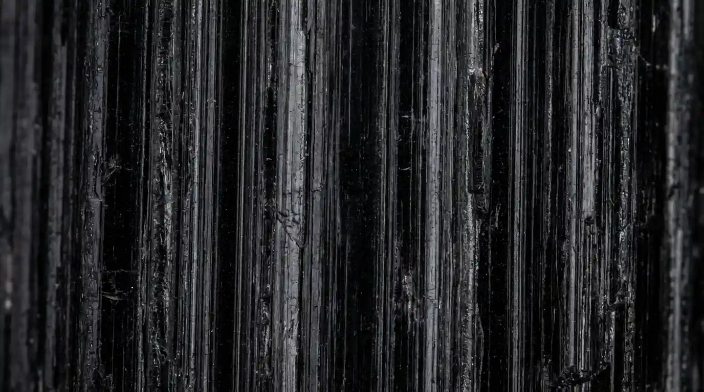 Close-up of a textured black tourmaline
