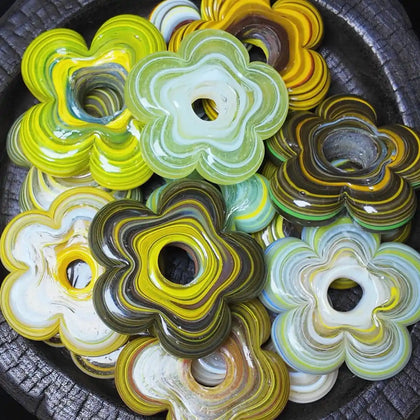 Golden Moss Botanical Glass flower