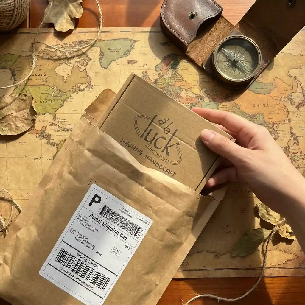 Packing the box into a paper bag to prepare for shipping