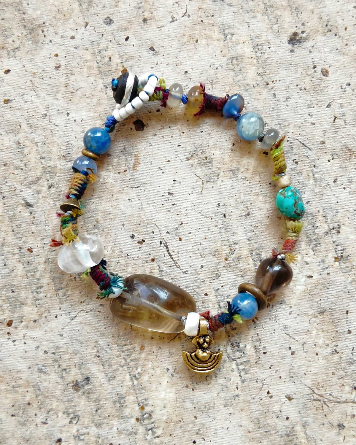 The Duet #48: Smoky quartz bracelet, full view of the individual bracelet