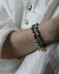 The Gatherer #37 carved lapis convertible piece worn as a double-wrap bracelet