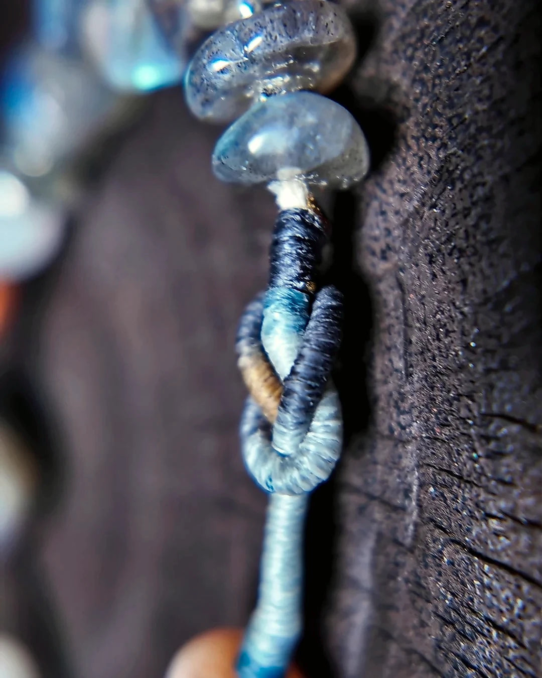 Adjustable waxed thread braid closure on The Lucent #35 bracelet