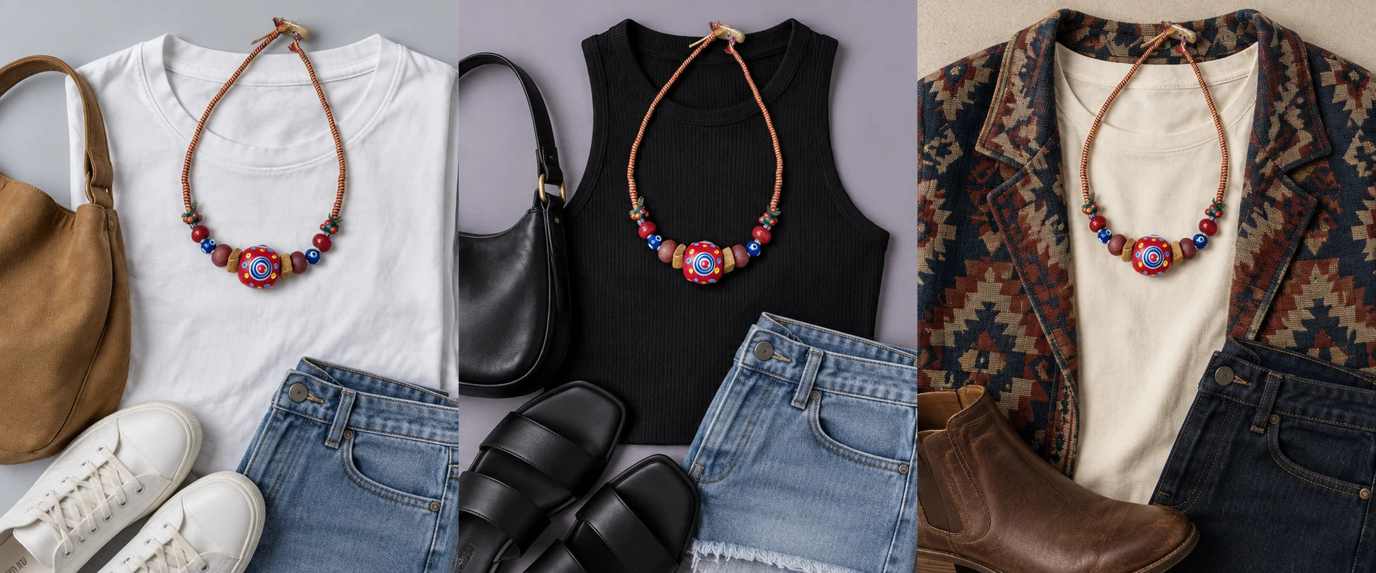 White cotton, easy denim — The Aegis #30 | Nepali Estate Dragonfly Eye Protection Necklace