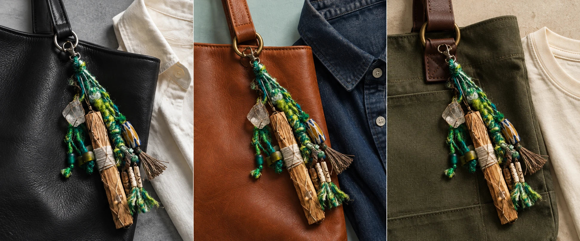 A sturdy everyday tote — The Sanctuary #02 | Palo Santo & Quartz Bag Talisman