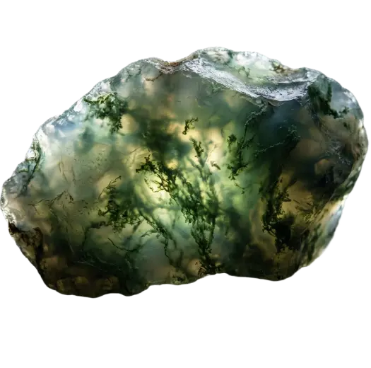 Moss Agate material study on a transparent background
