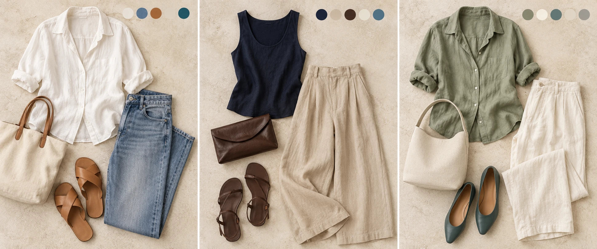 Ivory linen, faded denim — The Moonwake #44 | Labradorite, Pearl & Moonstone Necklace