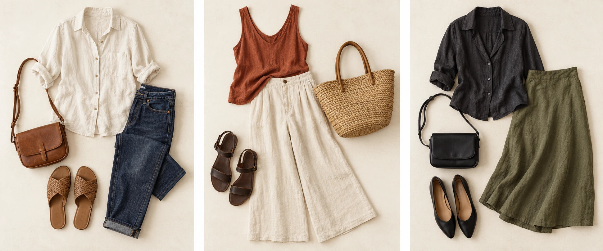 Ivory linen and blue denim. — The Duet #48 | Convertible Stone Bracelets & Necklace
